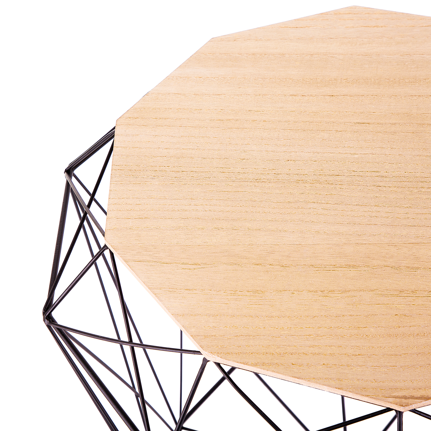 Beistelltisch heller Holzfarbton / schwarz Zehneck ELIDA