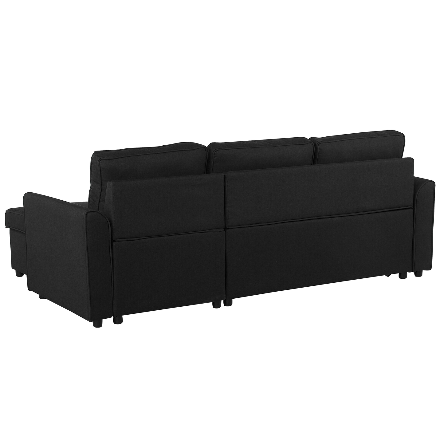 Ecksofa mit Schlaffunktion Polsterbezug schwarz rechtsseitig NESNA
