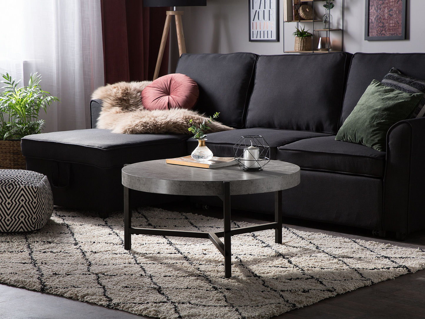 Couchtisch Betonoptik grau ⌀ 70 cm BONITA