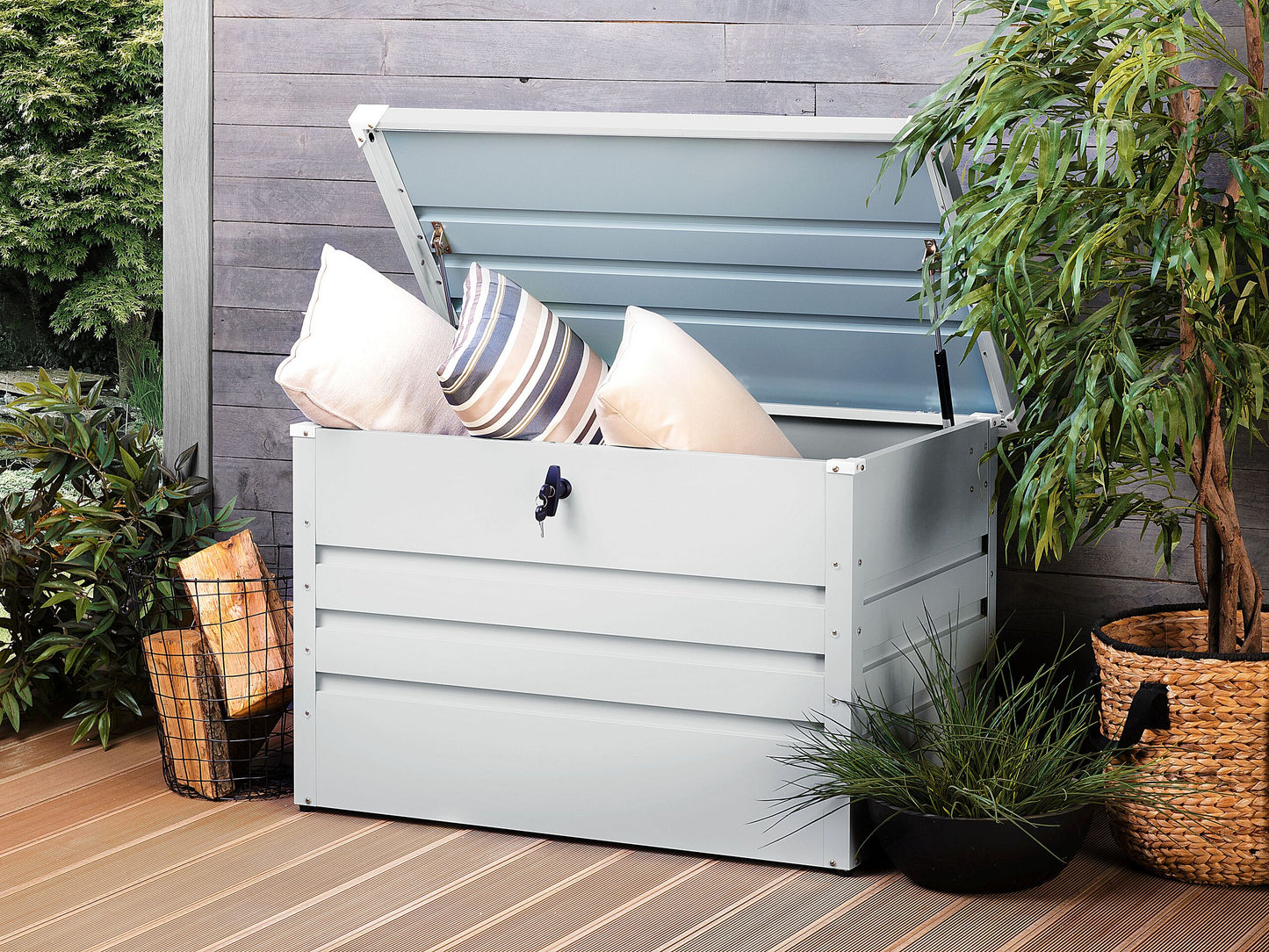 Aufbewahrungsbox CEBROSA Metall 100 cm 62 cm Hellgrau