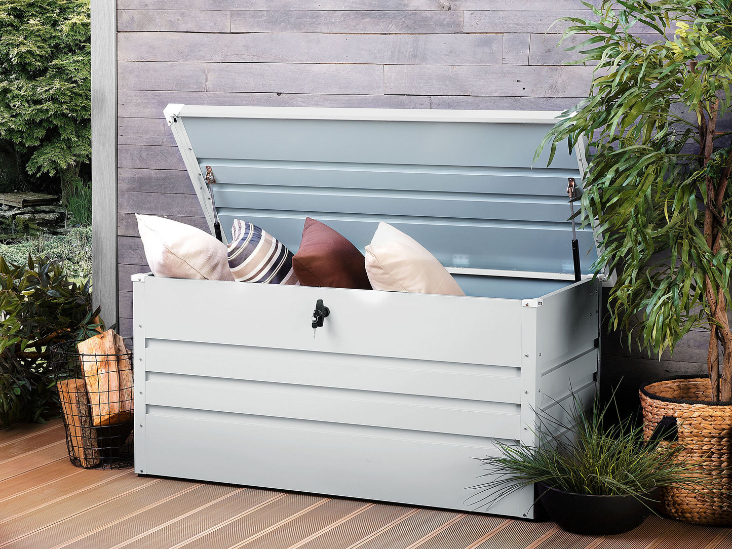 Aufbewahrungsbox CEBROSA Metall 132 cm 62 cm Hellgrau