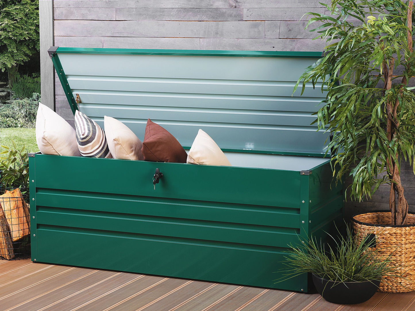 Aufbewahrungsbox CEBROSA Metall 165 cm 70 cm Dunkelgrün