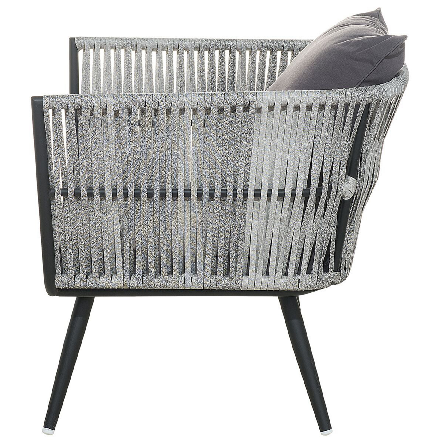 Lounge Set mit Tisch 4-Sitzer RAGUSA Polyrattan Grau