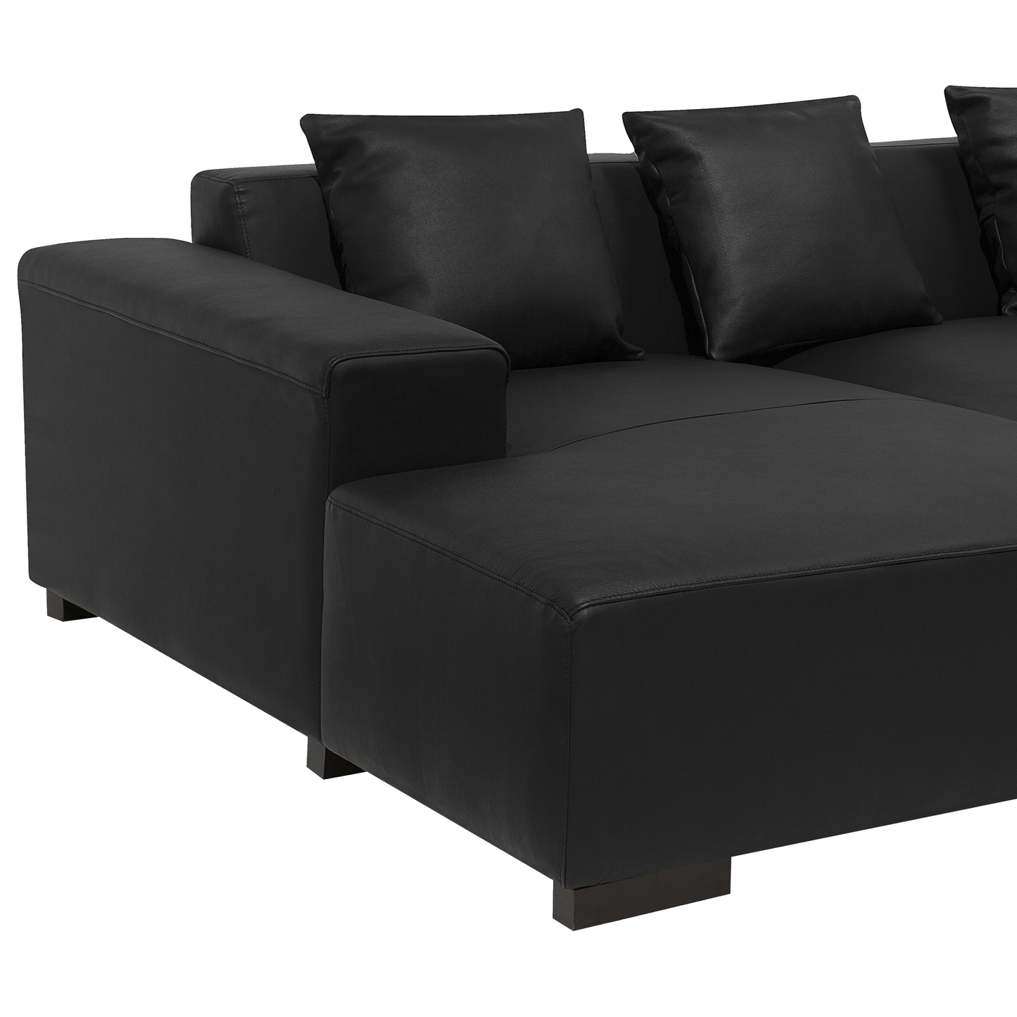 4-Sitzer Ecksofa Leder schwarz rechtsseitig LUNGO