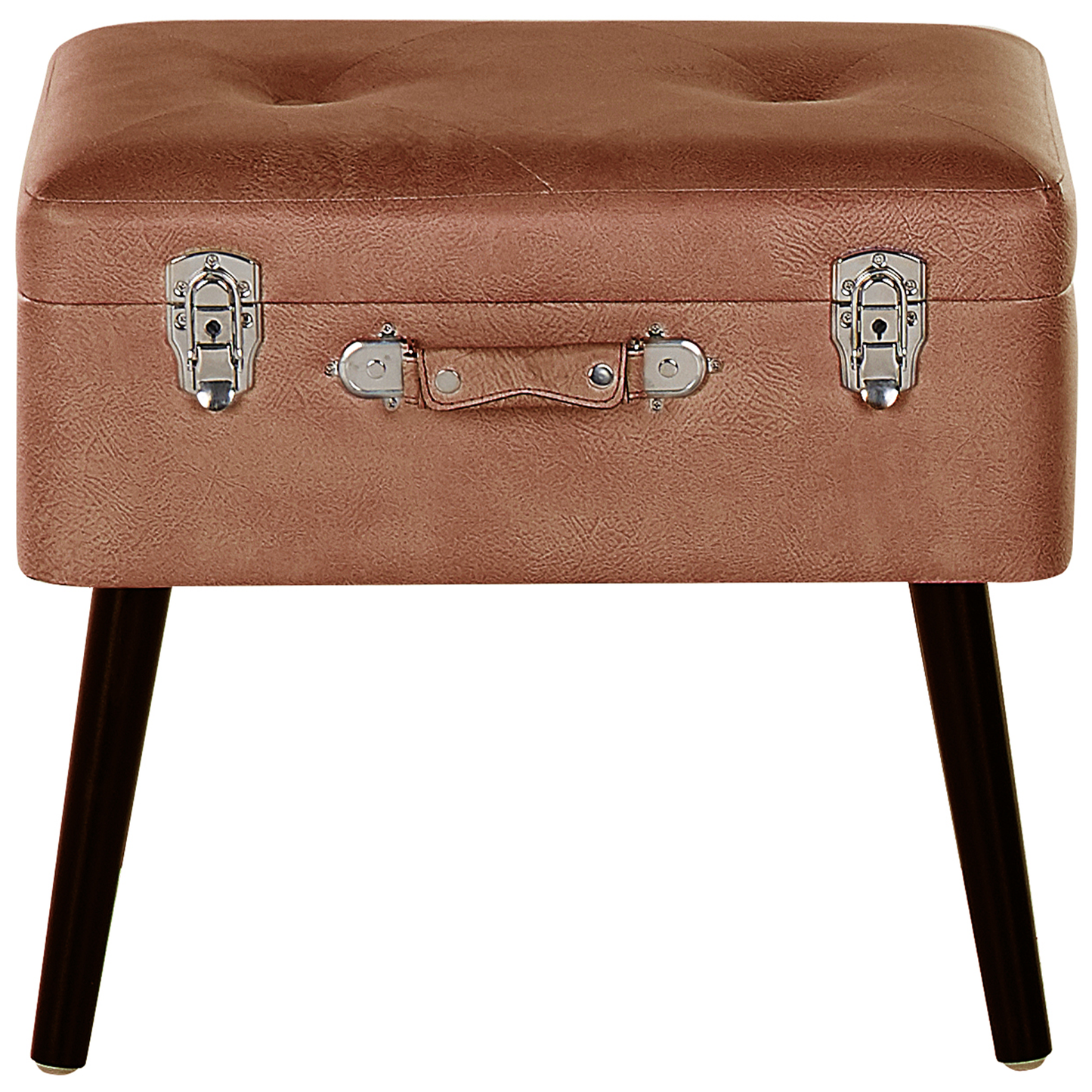 Hocker mit Stauraum Kunstleder goldbraun Koffer-Design MALLARD