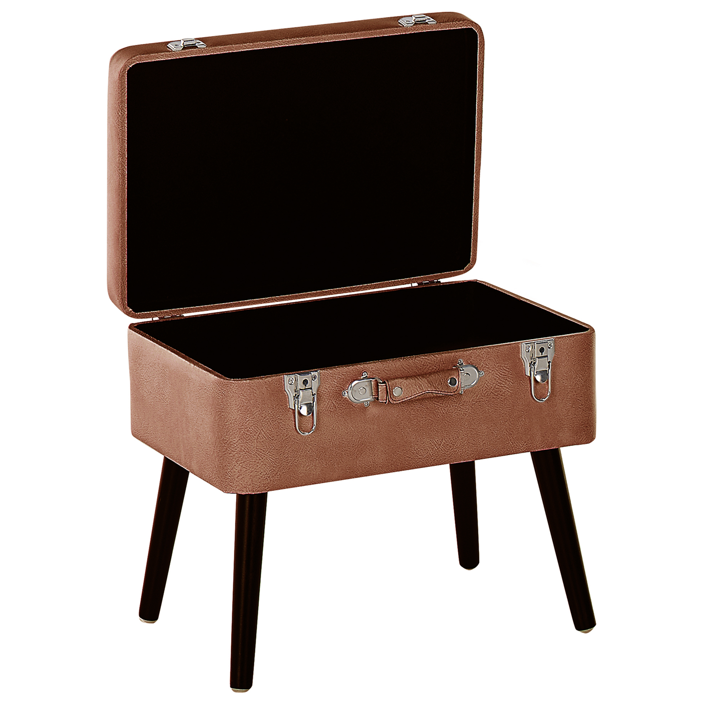 Hocker mit Stauraum Kunstleder goldbraun Koffer-Design MALLARD