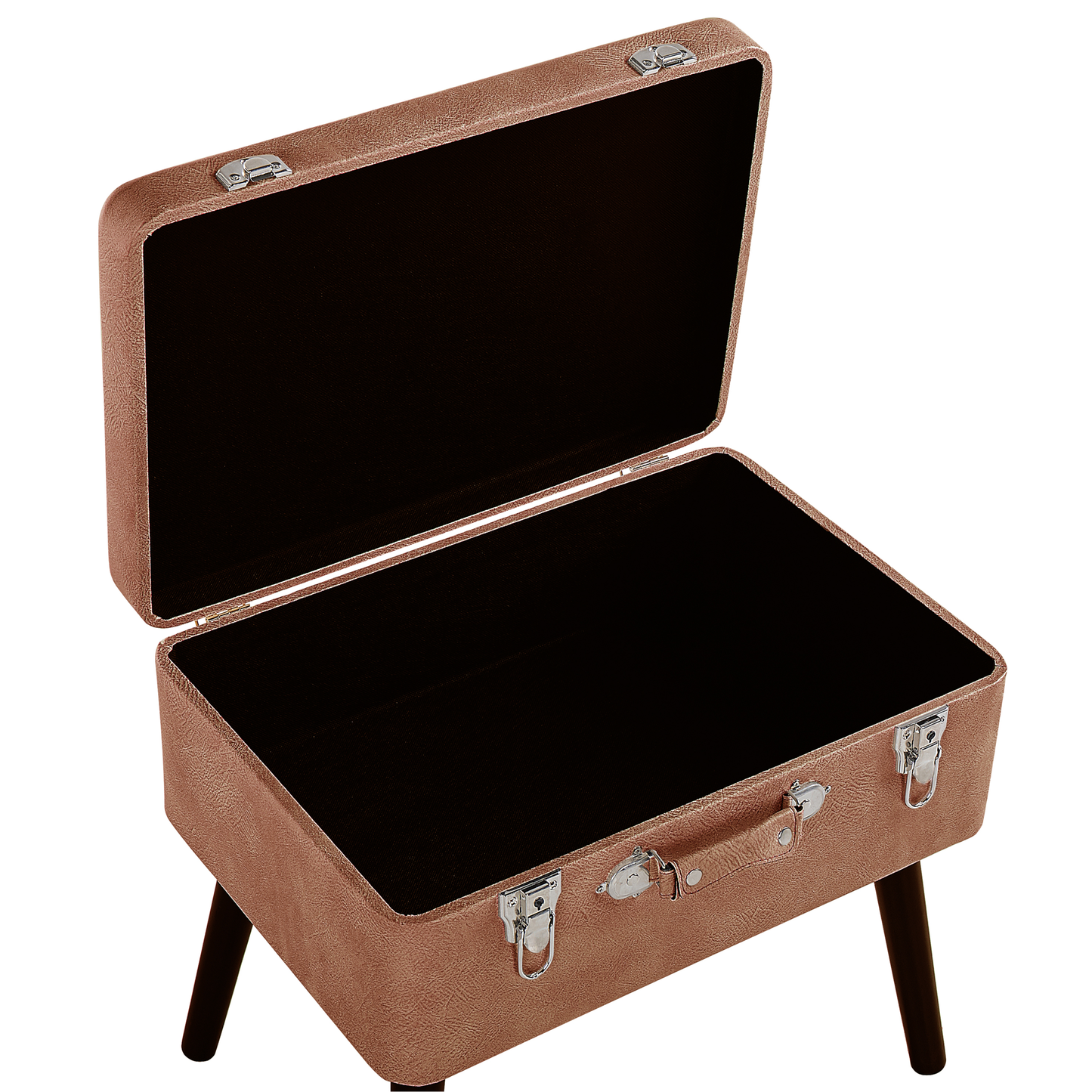 Hocker mit Stauraum Kunstleder goldbraun Koffer-Design MALLARD