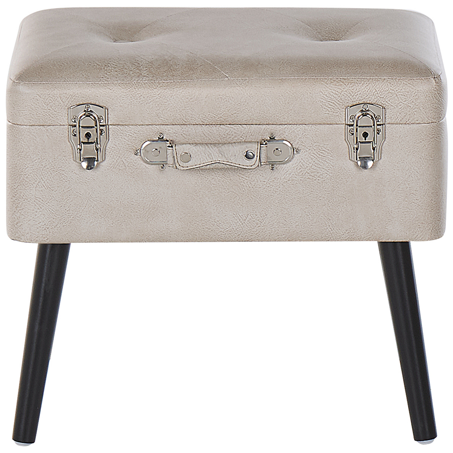 Hocker mit Stauraum Kunstleder beige Koffer-Design MALLARD