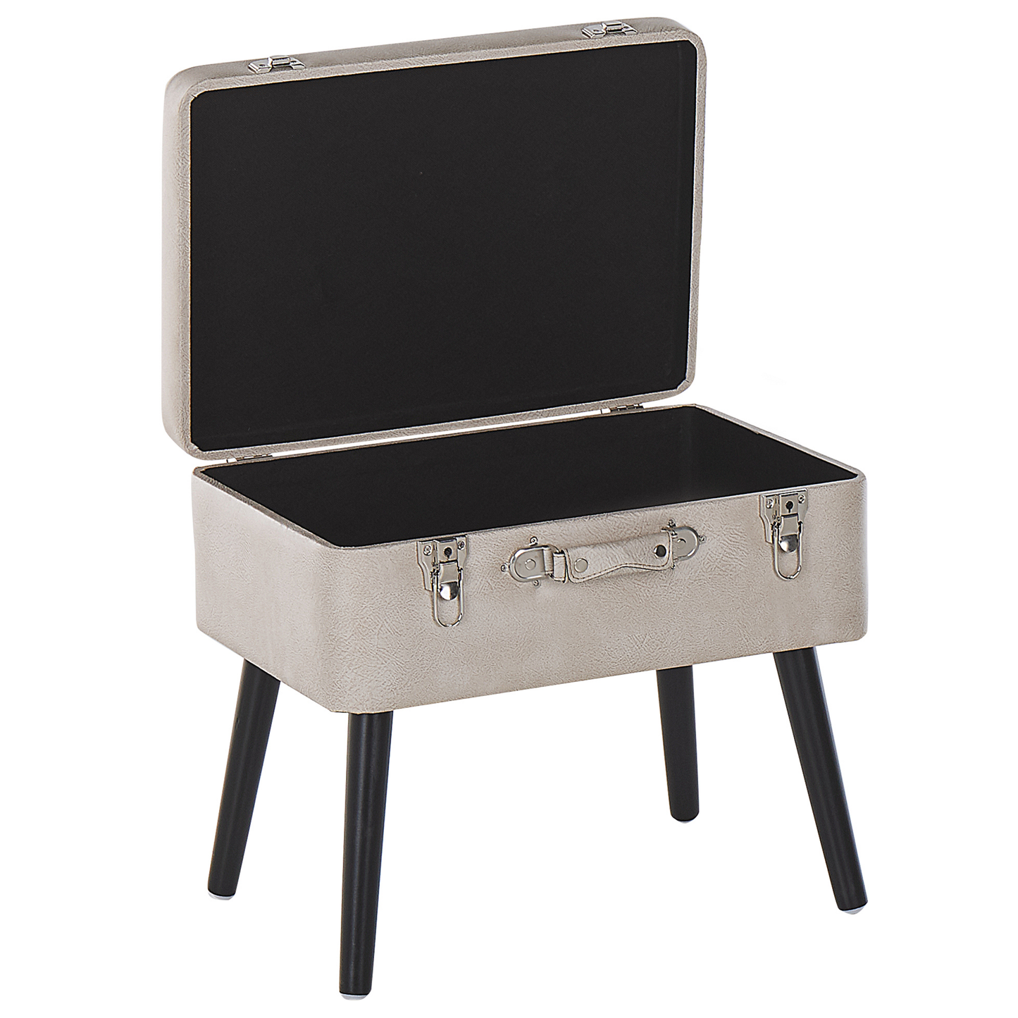 Hocker mit Stauraum Kunstleder beige Koffer-Design MALLARD