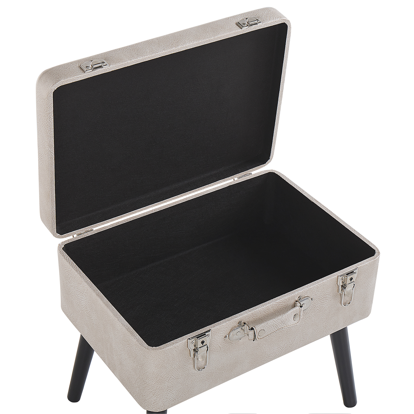 Hocker mit Stauraum Kunstleder beige Koffer-Design MALLARD