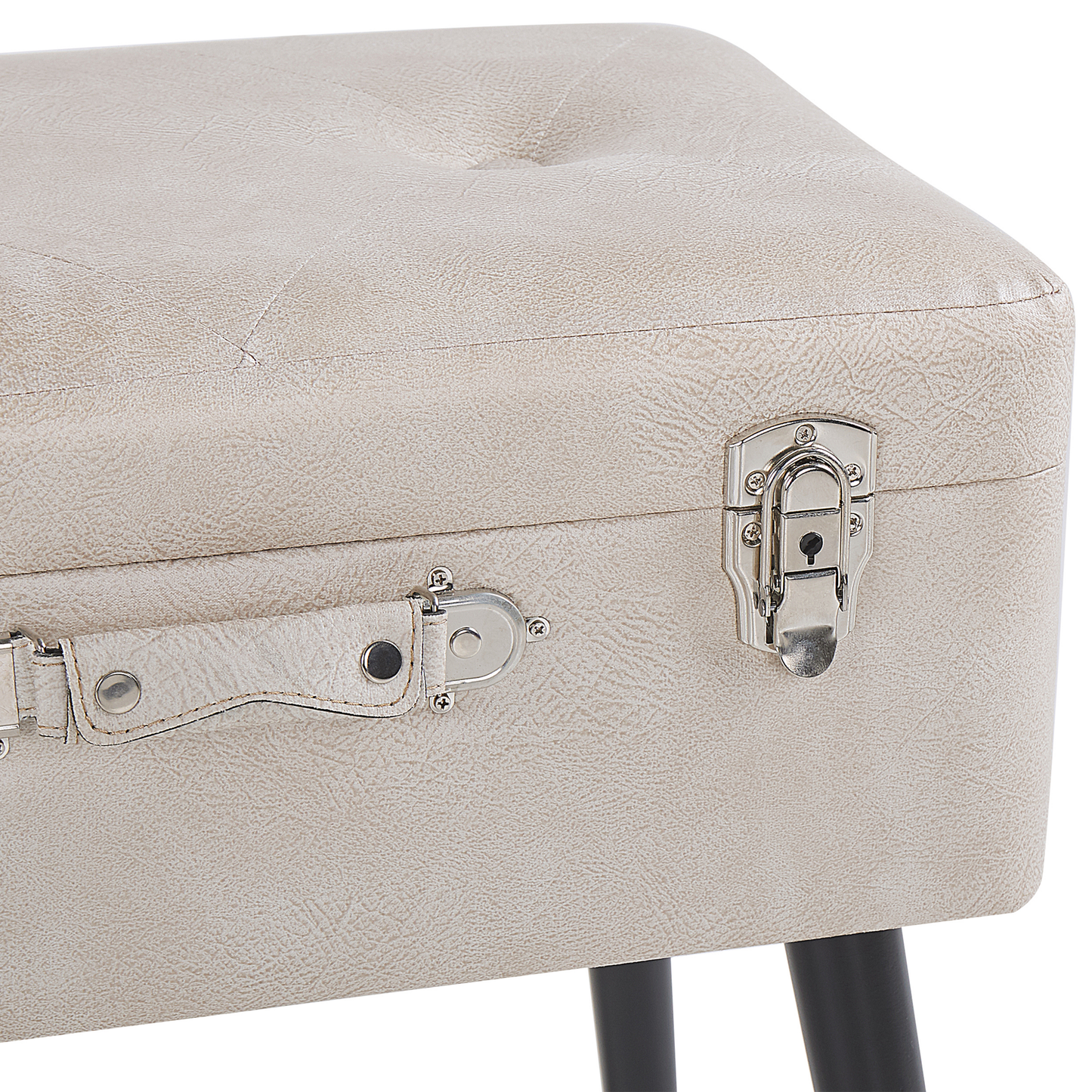 Hocker mit Stauraum Kunstleder beige Koffer-Design MALLARD