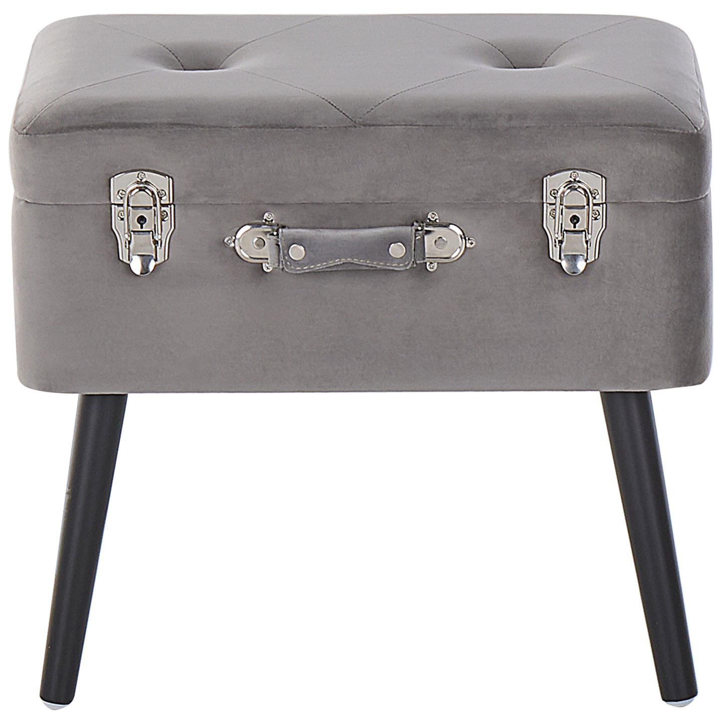 Hocker mit Stauraum Samtstoff hellgrau Koffer-Design MALLARD