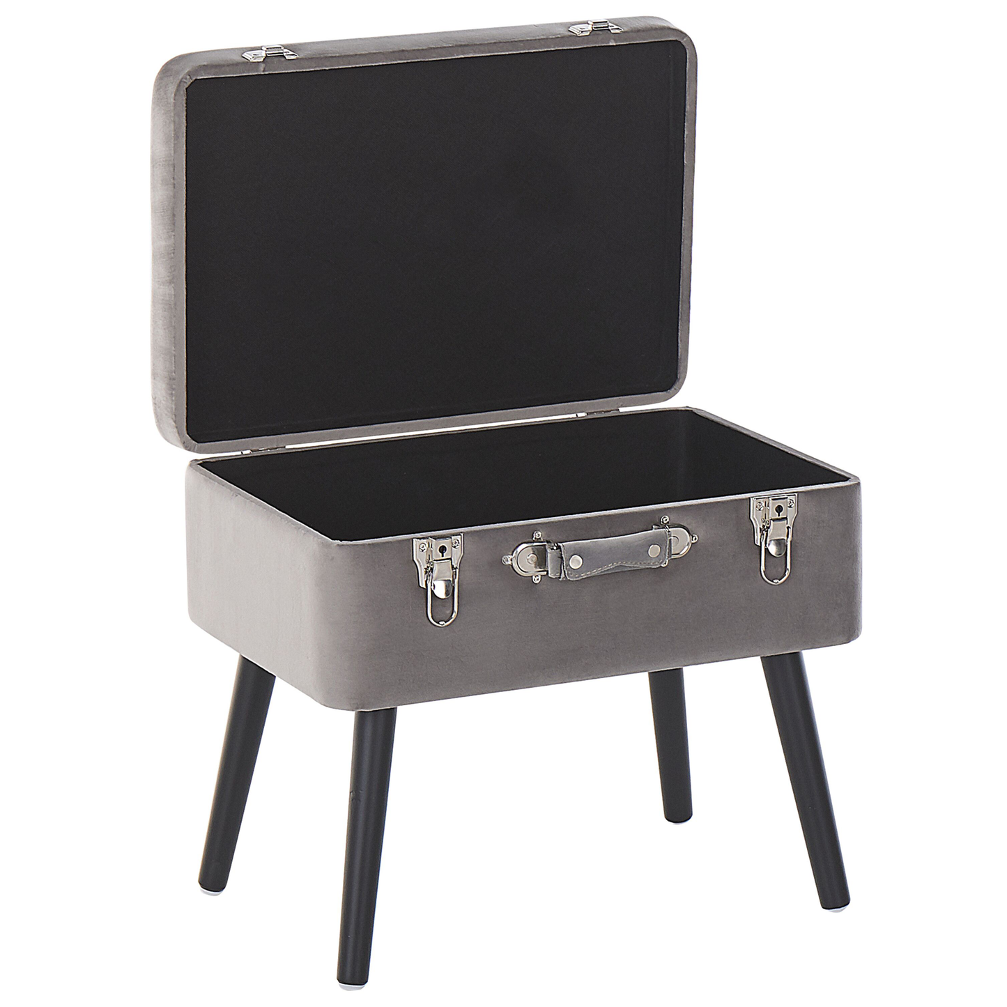 Hocker mit Stauraum Samtstoff hellgrau Koffer-Design MALLARD