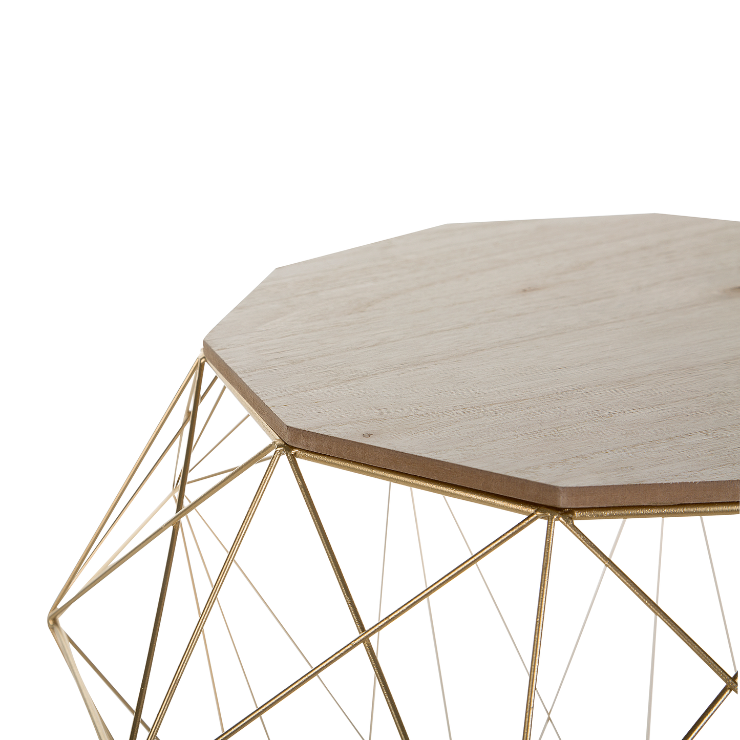 Beistelltisch heller Holzfarbton / gold Zehneck ELIDA