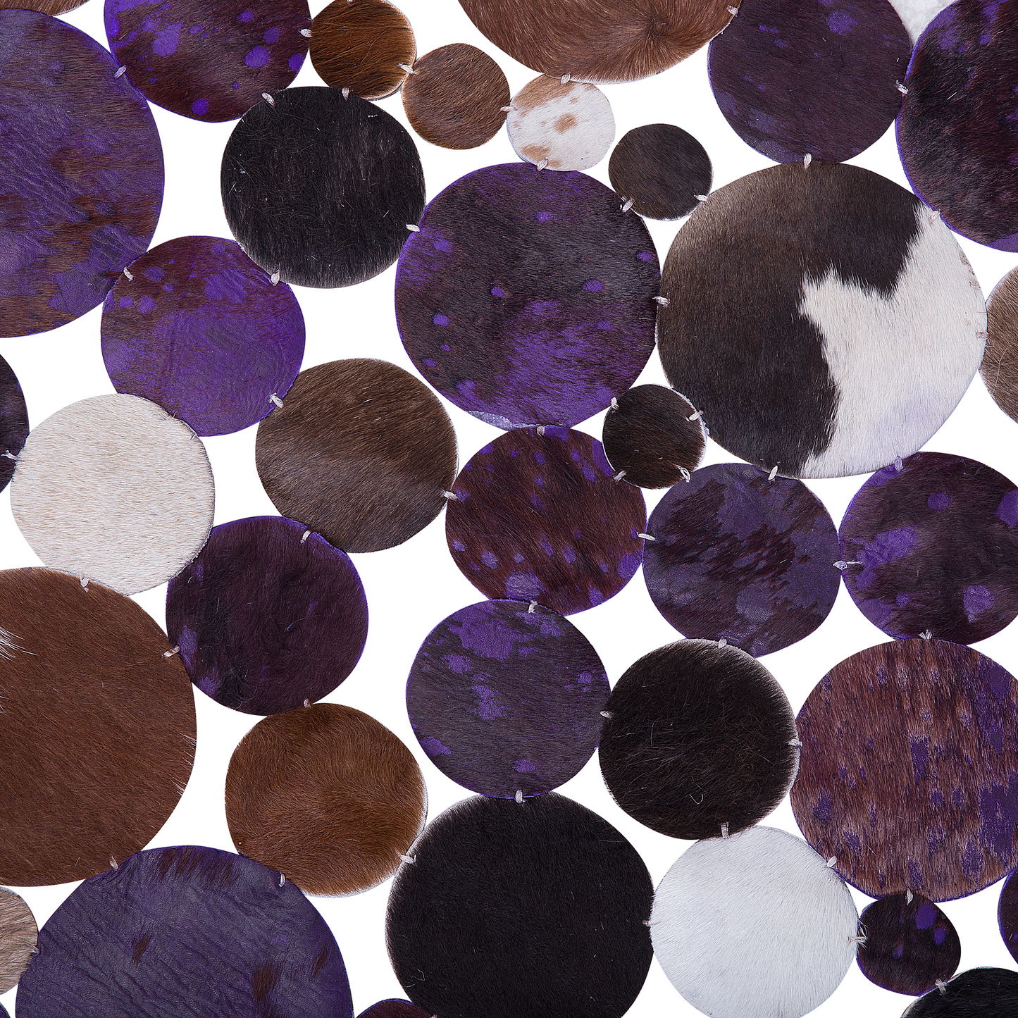 Teppich Kuhfell braun / violett ⌀ 140 cm Patchwork Kurzflor SORGUN