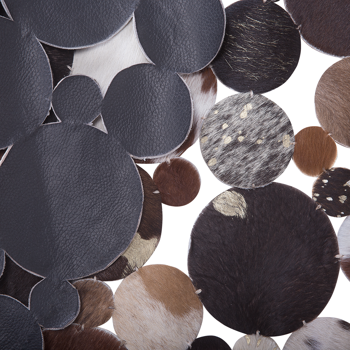 Teppich Kuhfell braun / gold ⌀ 140 cm Patchwork Kurzflor SORGUN