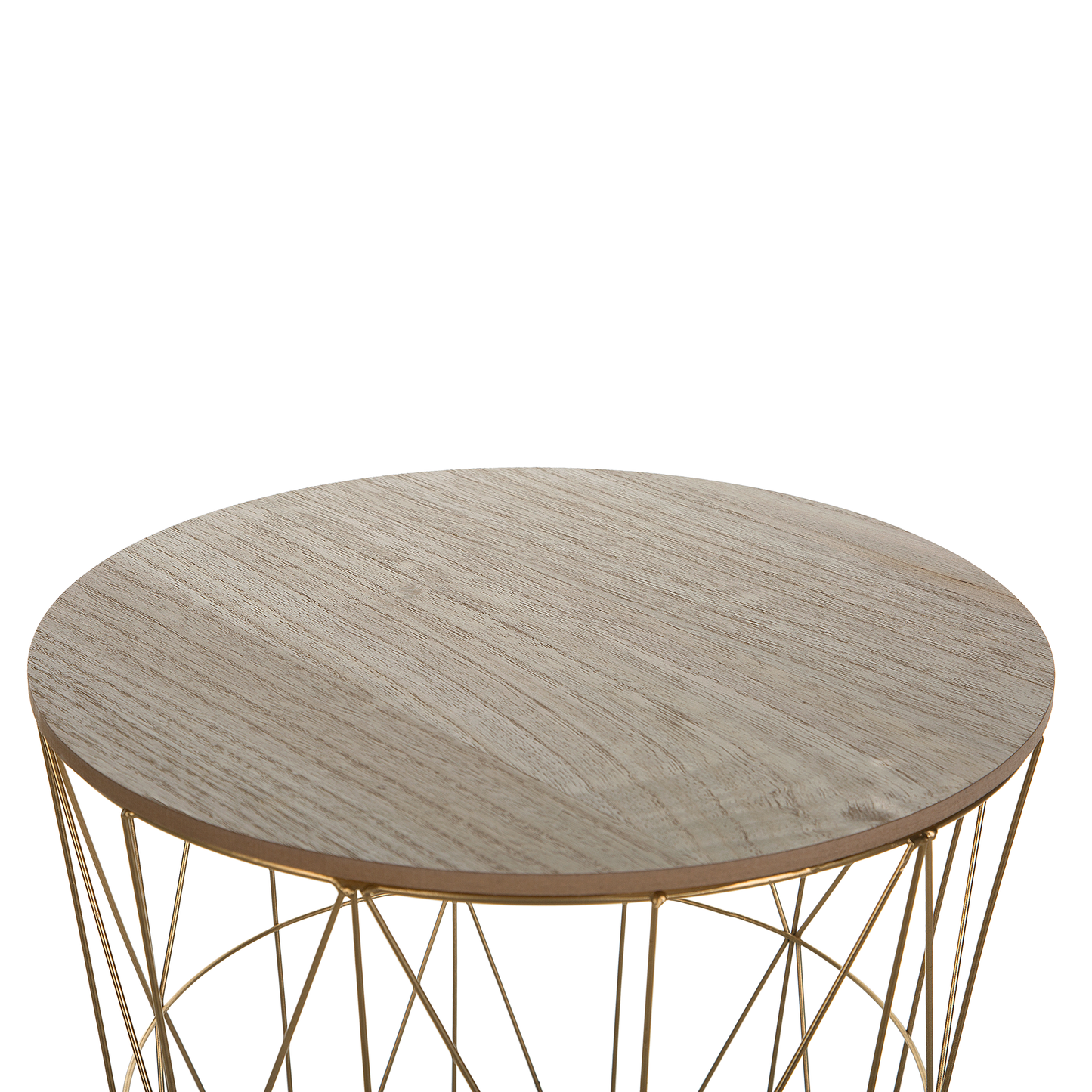 Beistelltisch gold / heller Holzfarbton ⌀ 40 cm LANARK