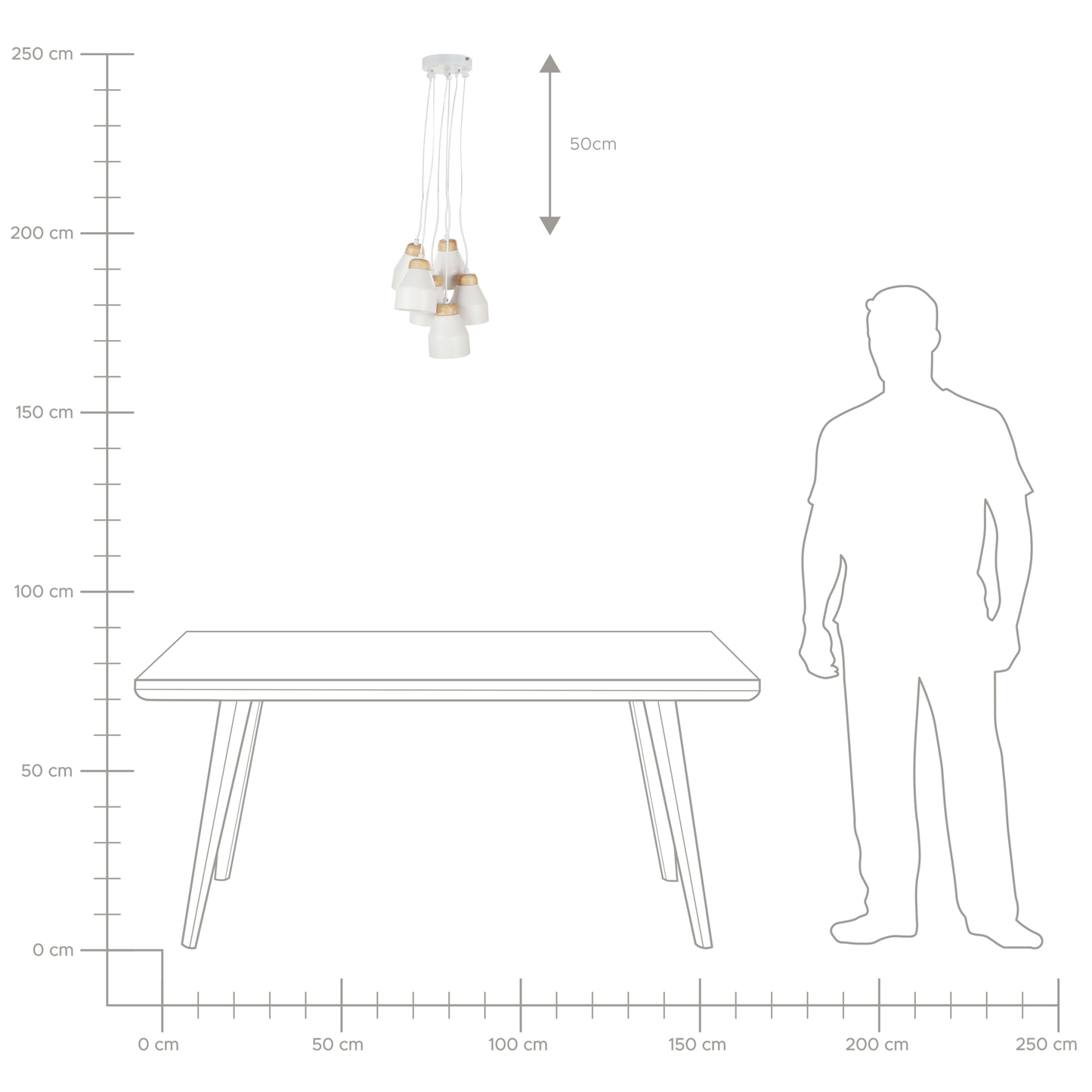 Hängelampe weiss 6-flammig Glockenform CESTOS