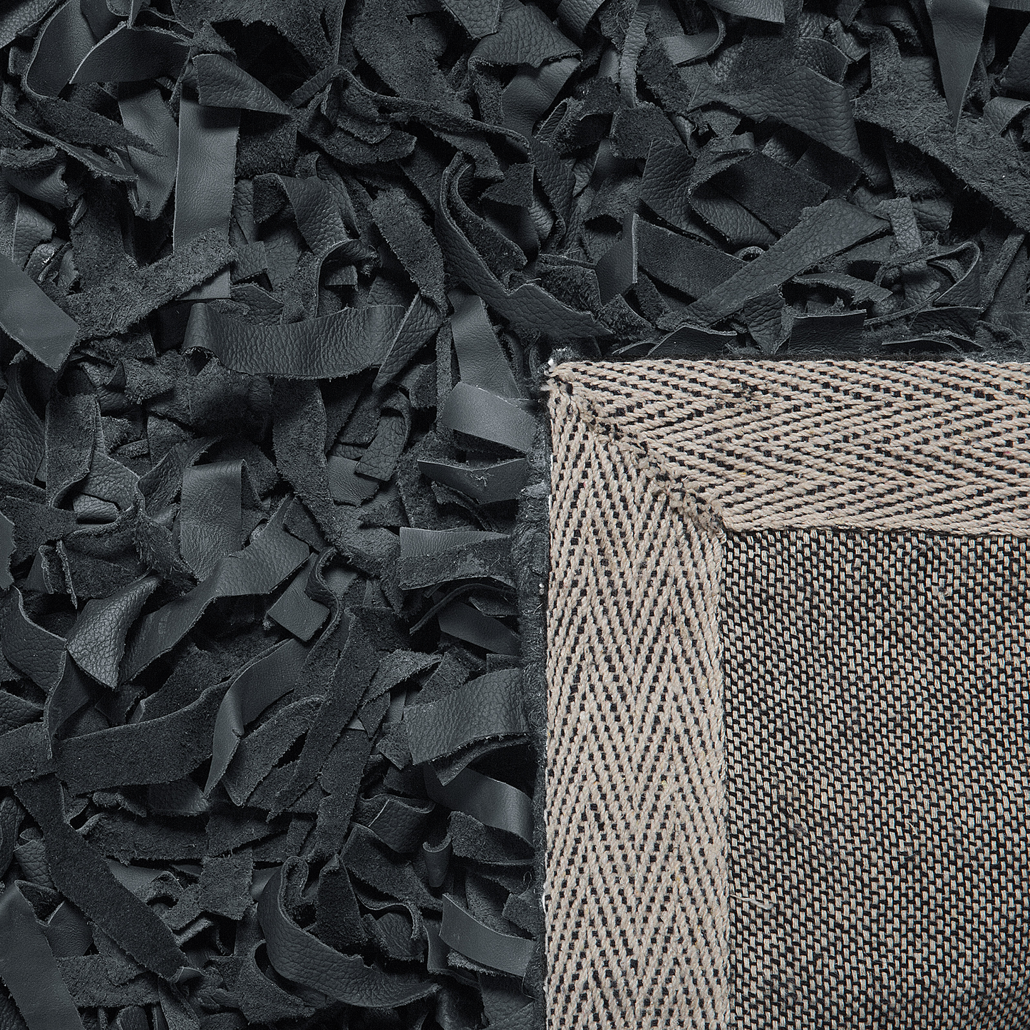 Teppich Leder schwarz 160 x 230 cm Shaggy MUT