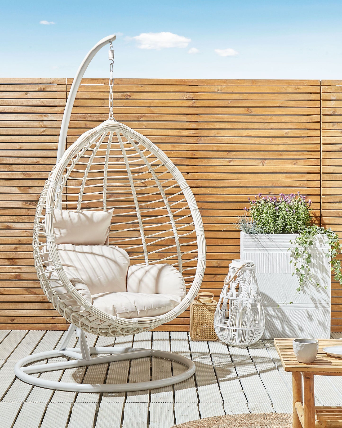 Hängesessel mit Gestell FANO Polyrattan Weiss