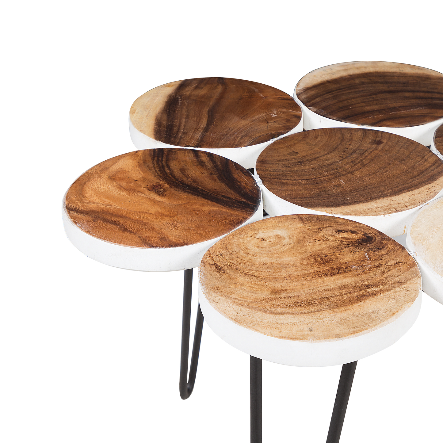 Beistelltisch Holz weiss 10 kleine Kreise TIJUANA