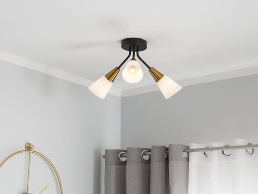 Wandleuchte Glas weiss / gold 3-flammig Kegelform AROYO III