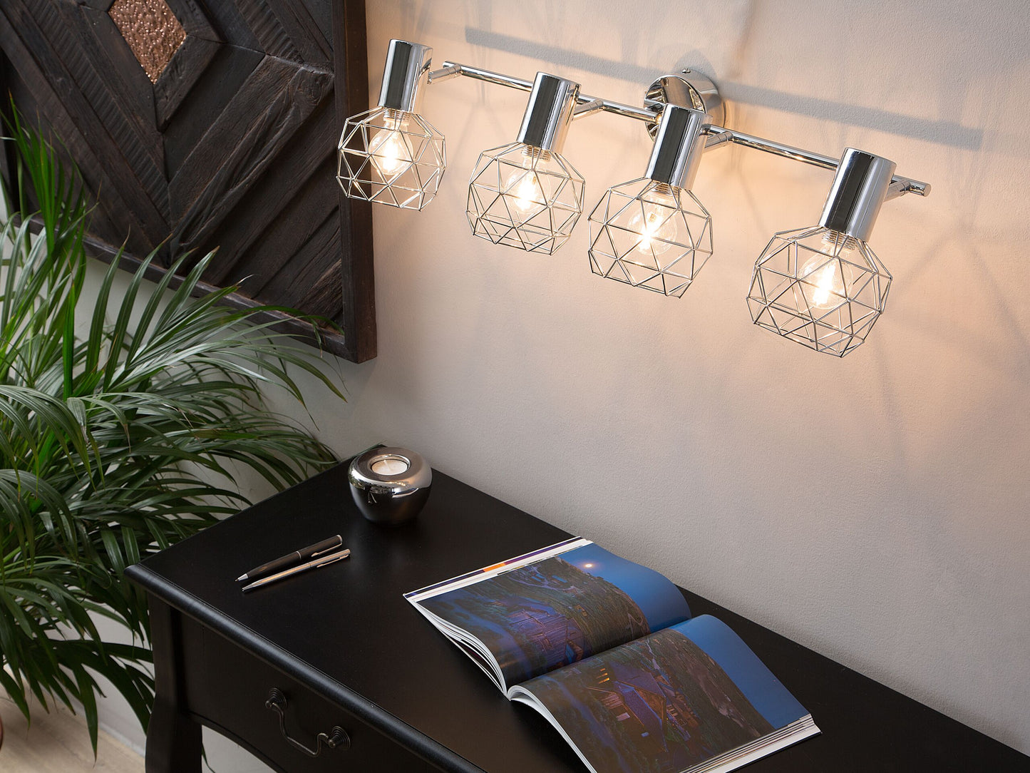 Deckenleuchte silber 4-flammig Gitter CHENAB