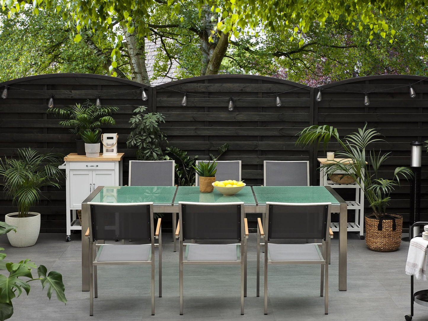 Gartentisch GROSSETO 220 cm 100 cm Crashglas Transparent