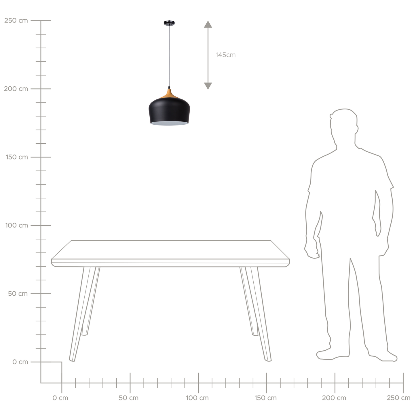 Hängelampe schwarz Glockenform ANGARA