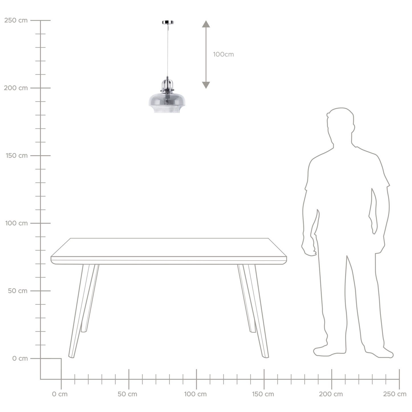 Hängelampe WILTZ Glas Hellgrau