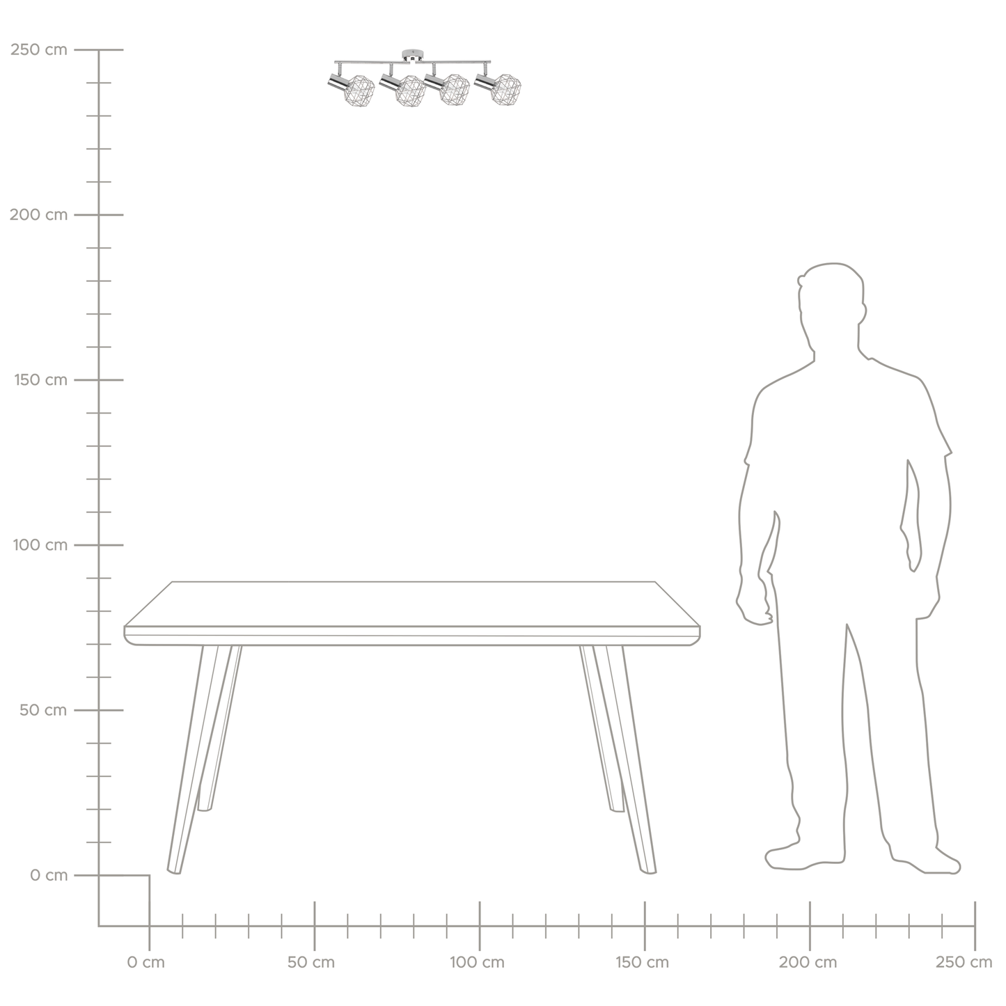 Deckenleuchte silber 4-flammig Gitter CHENAB