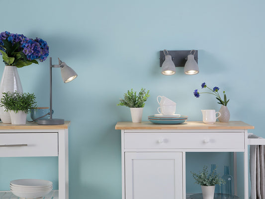 Wandleuchte Beton hellgrau 2-flammig Glockenform MISTAGO II