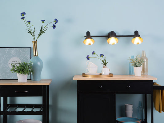 Wandleuchte schwarz / gold 3-flammig Kegelform MERSEY III