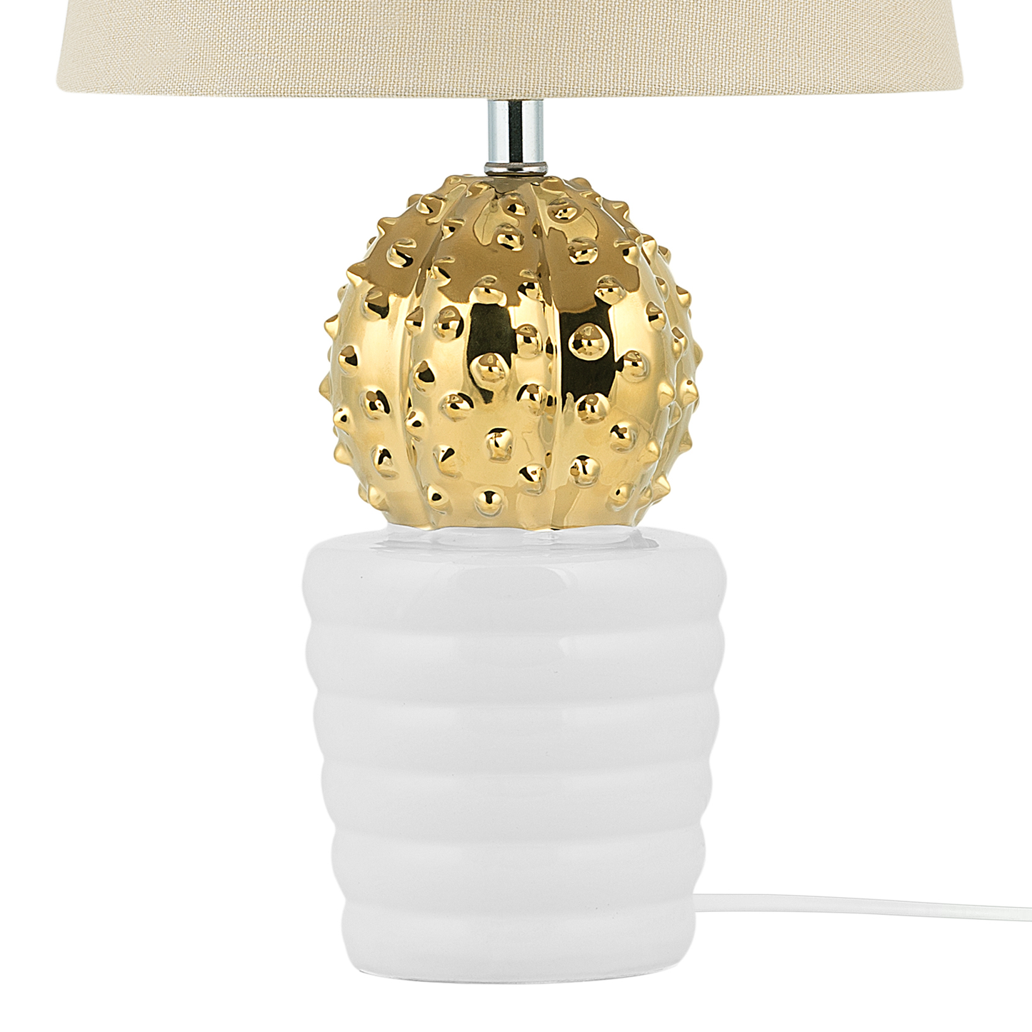 Tischlampe gold / weiss 43 cm Kegelform VELISE