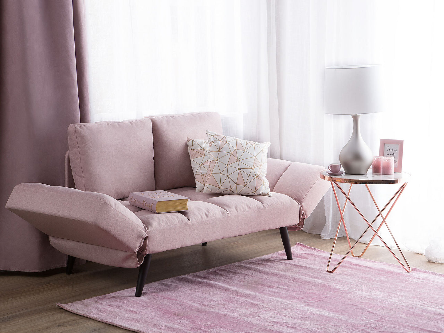 2-Sitzer Schlafsofa rosa BREKKE