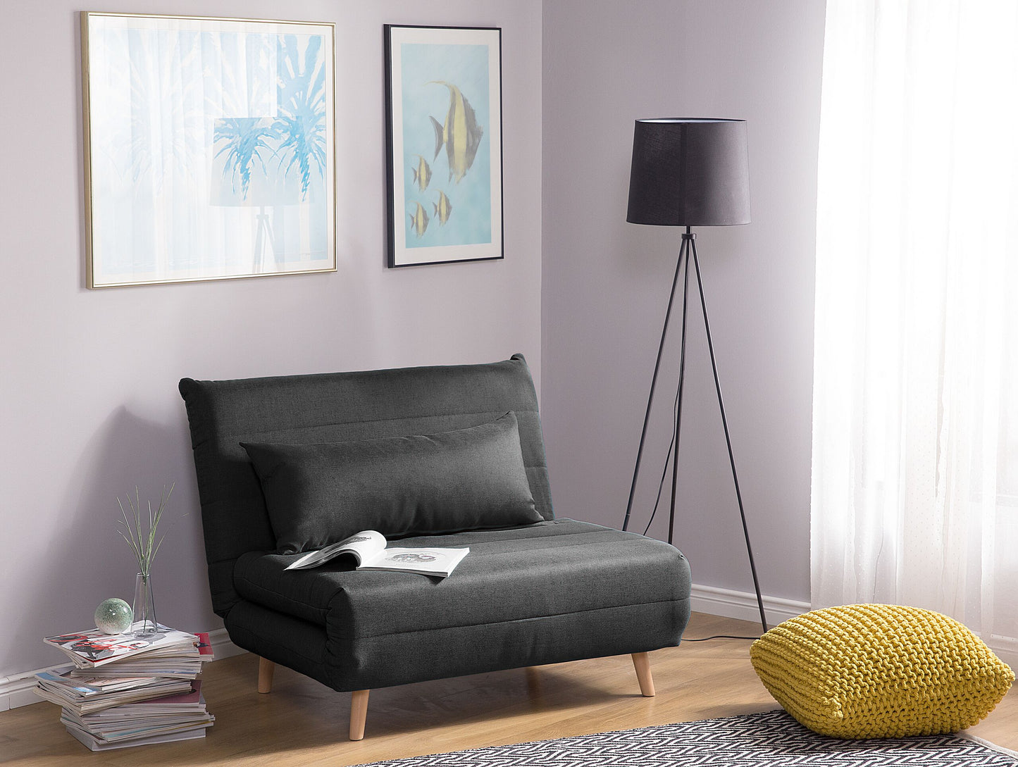 1-Sitzer Schlafsofa dunkelgrau / hellbraun SETTEN