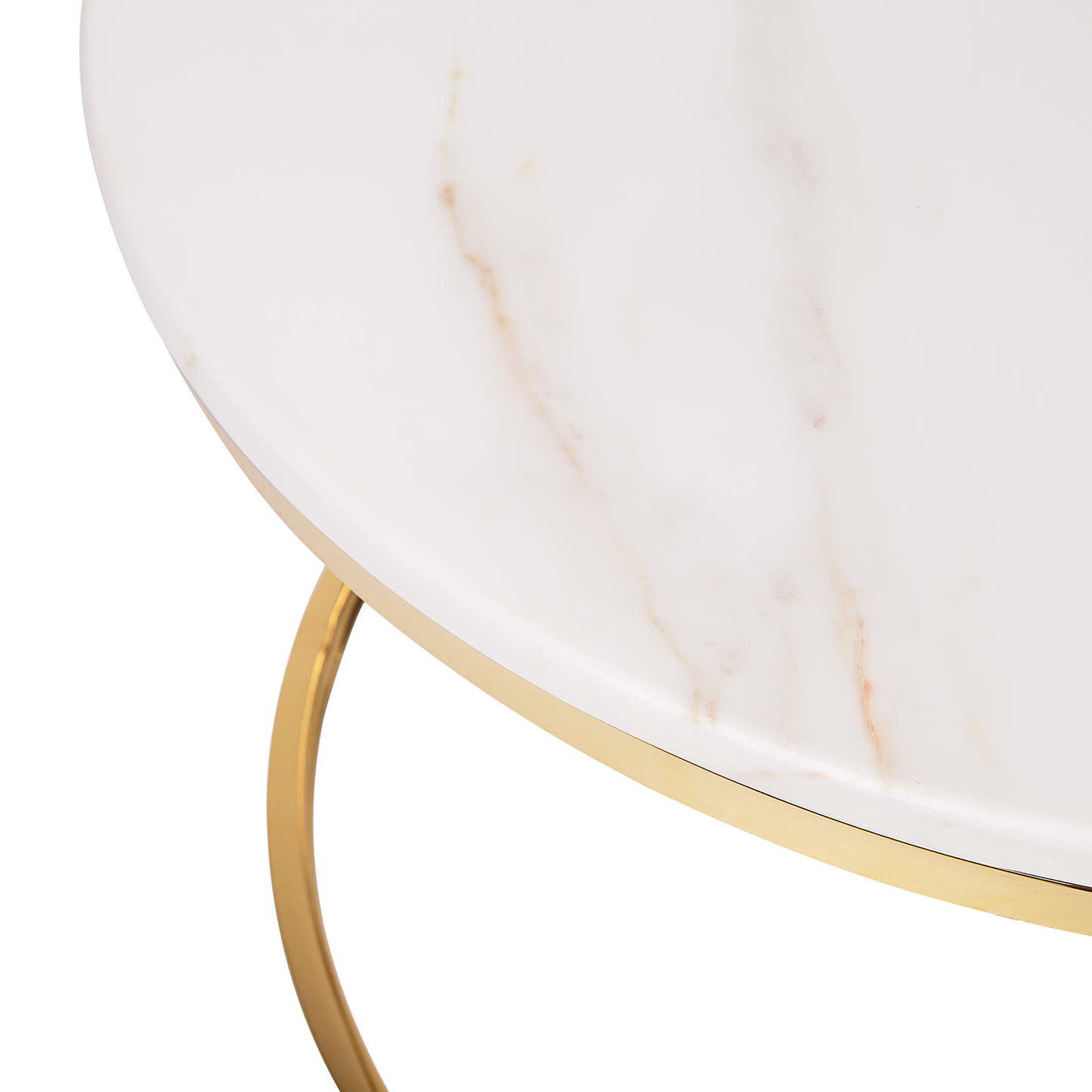 Couchtisch Marmor Optik beige / gold ⌀ 70 cm CORAL