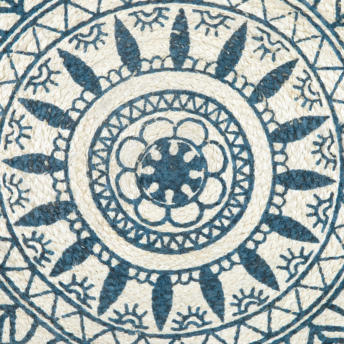 Teppich Jute blau ⌀ 120 cm Kurzflor ANADERE