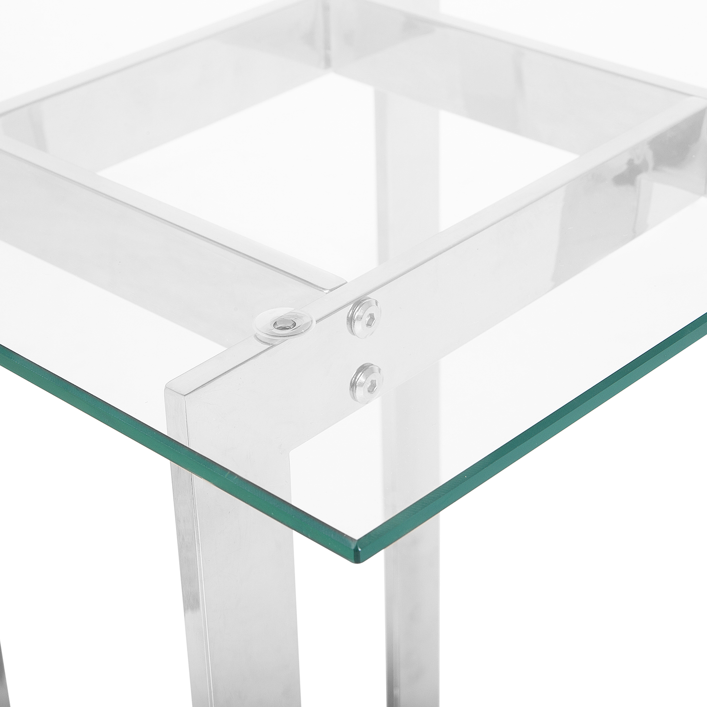 Beistelltisch Glas / Edelstahl silber quadratisch 40 x 40 cm CRYSTAL