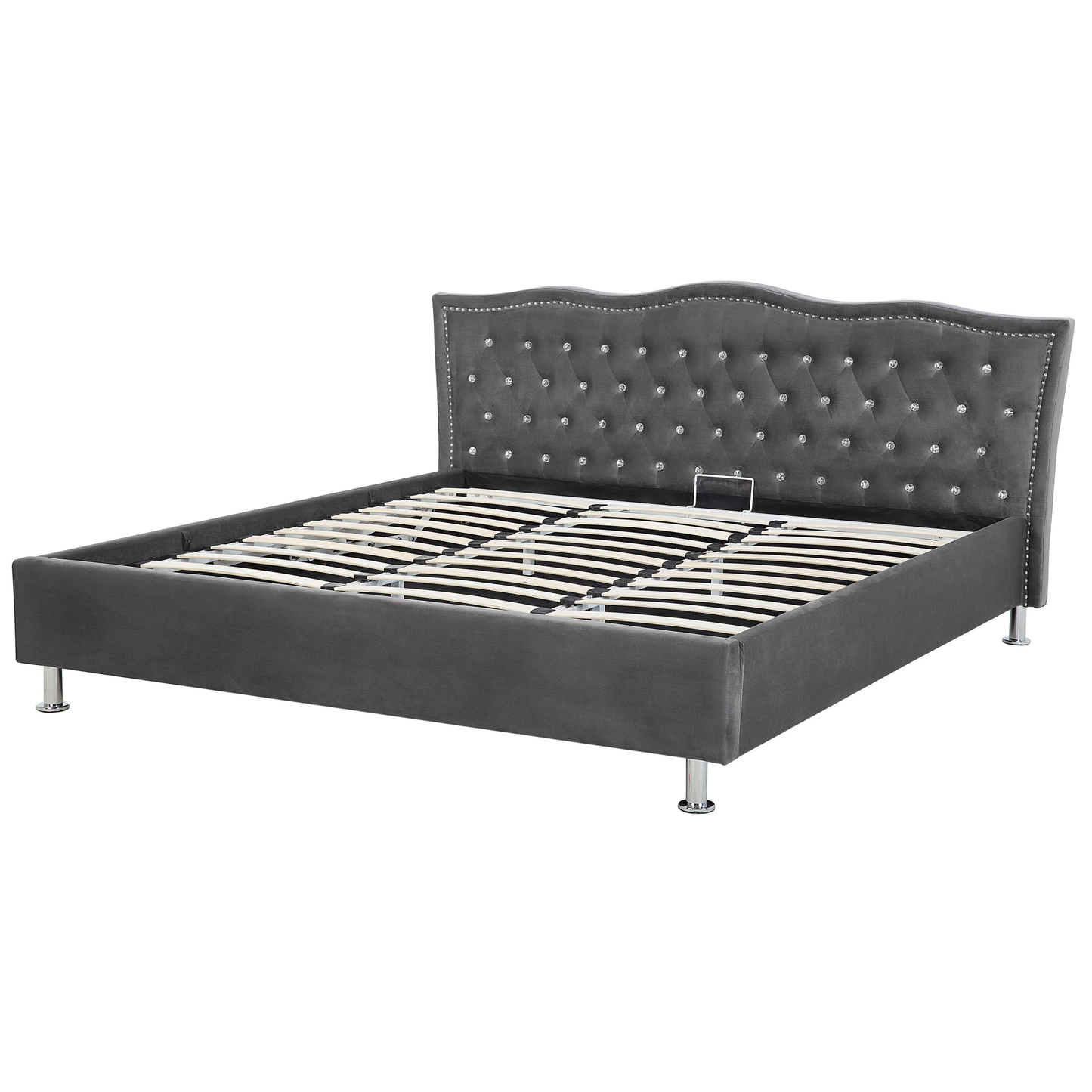 Bett Samtstoff dunkelgrau Bettkasten 180 x 200 cm METZ