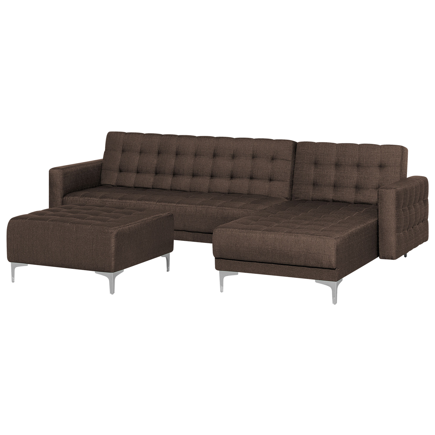 Schlafsofa Polsterbezug dunkelbraun linksseitig mit Ottomane ABERDEEN