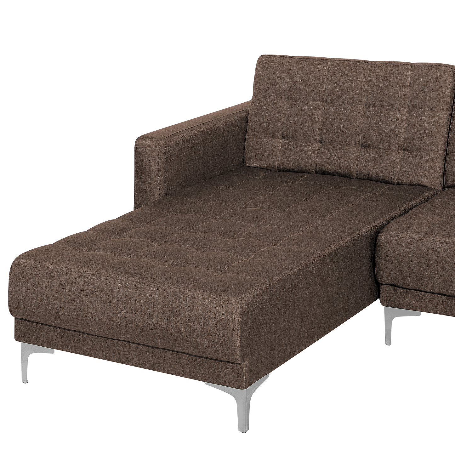 Schlafsofa U-förmig Polsterbezug dunkelbraun mit Ottomane ABERDEEN