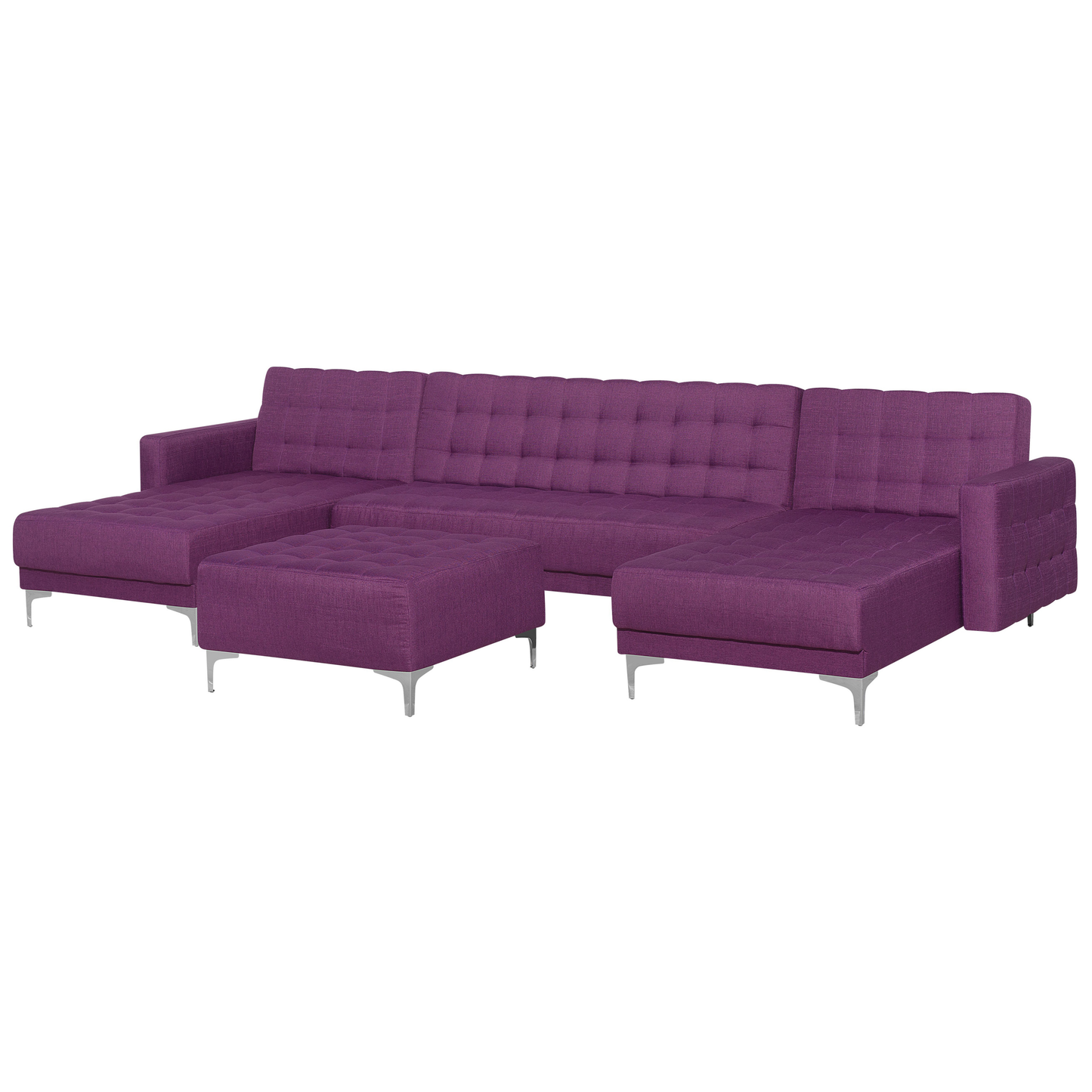 Schlafsofa U-förmig Polsterbezug violett mit Ottomane ABERDEEN