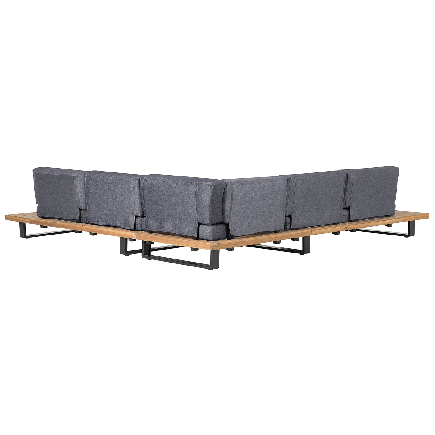 Garten Ecksofa mit Tisch 5-Sitzer MYKONOS rechtsseitig zertifiziertes Akazienholz Dunkelgrau