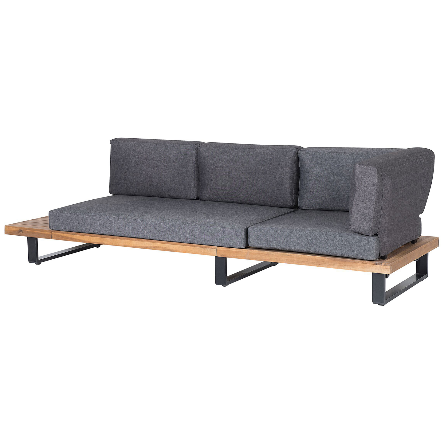 Garten Ecksofa mit Tisch 5-Sitzer MYKONOS rechtsseitig zertifiziertes Akazienholz Dunkelgrau