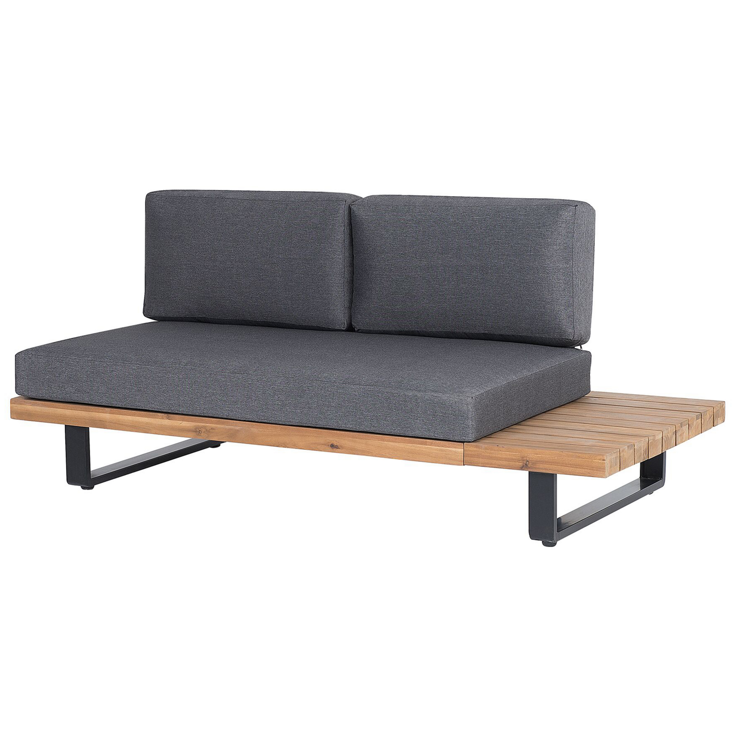 Garten Ecksofa mit Tisch 5-Sitzer MYKONOS rechtsseitig zertifiziertes Akazienholz Dunkelgrau