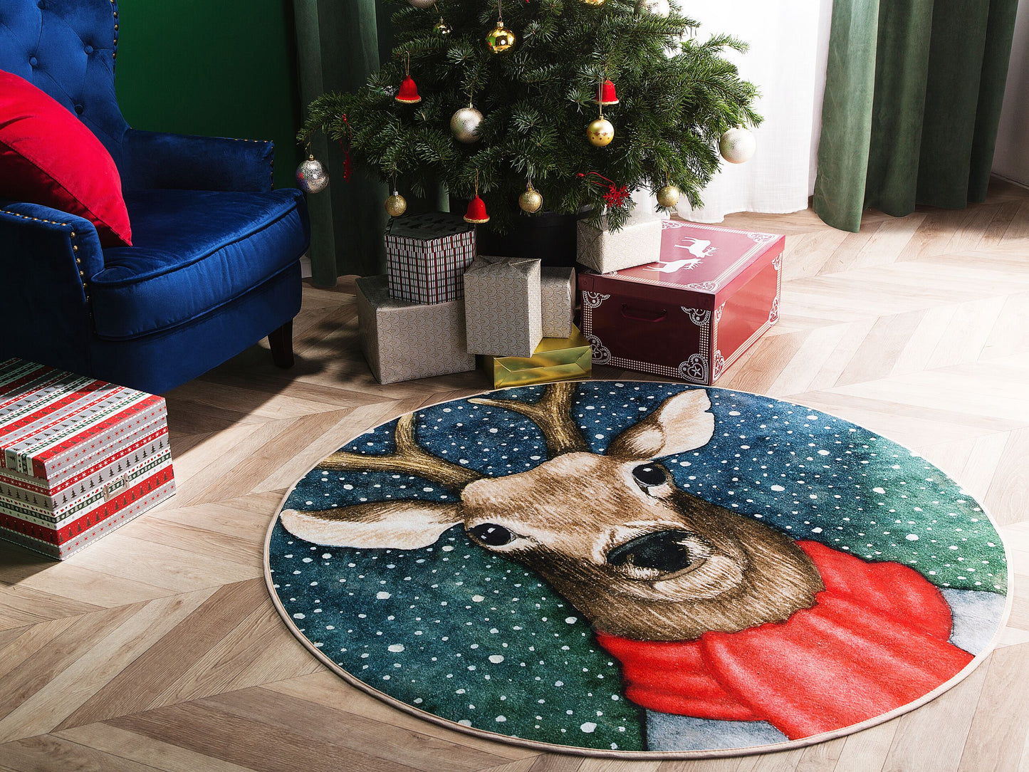 Teppich Weihnachtsmotiv ⌀ 140 cm EREGLI