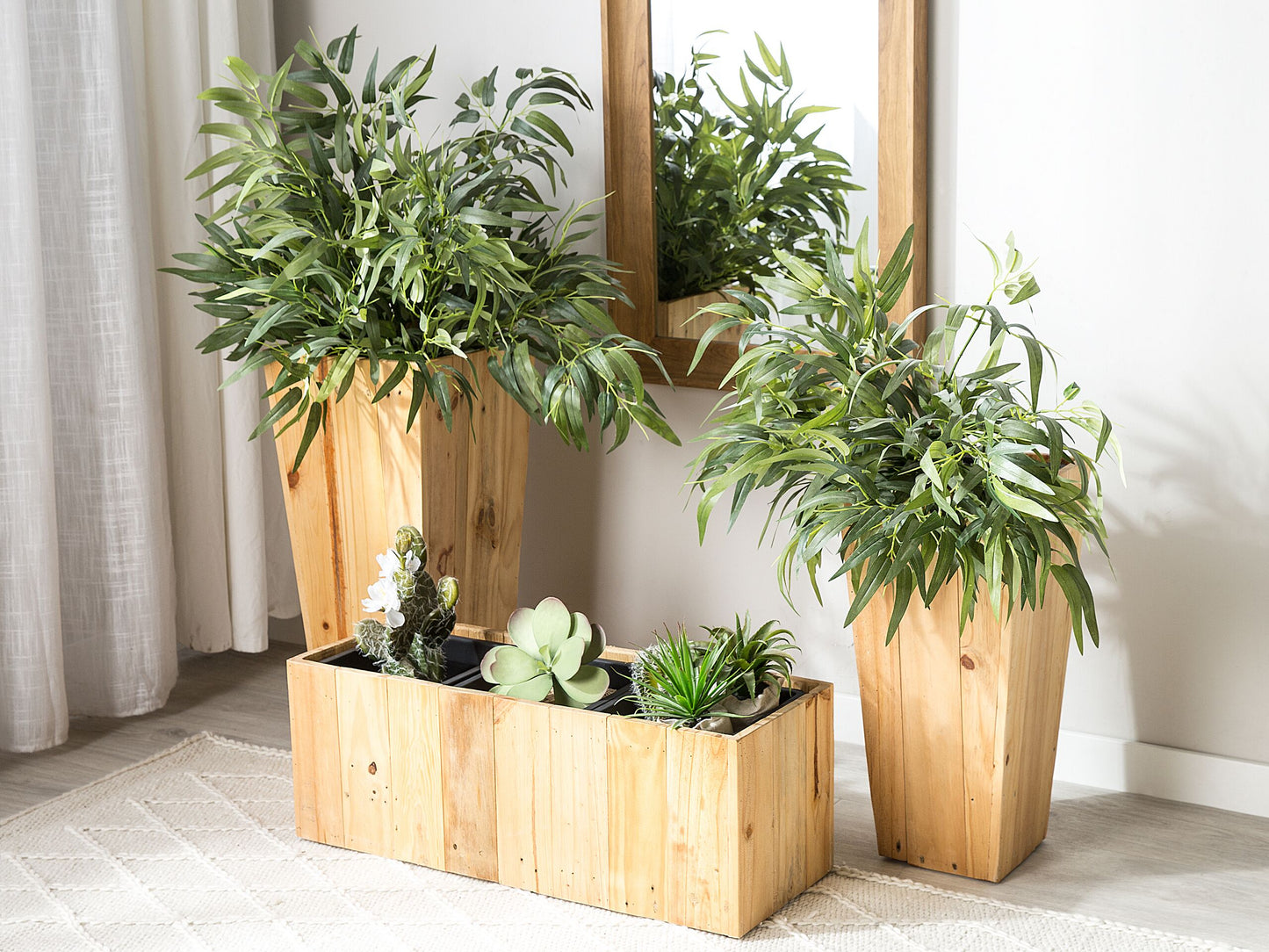 Blumentopf Holz hellbraun rechteckig 66 x 24 x 24 cm TRIKALA