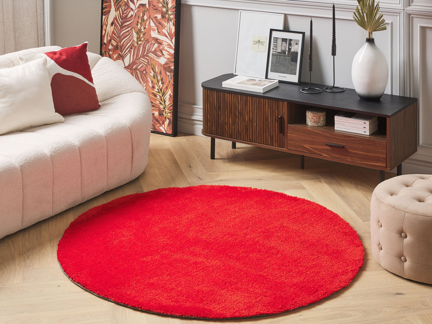 Teppich rot ⌀ 140 cm Shaggy DEMRE