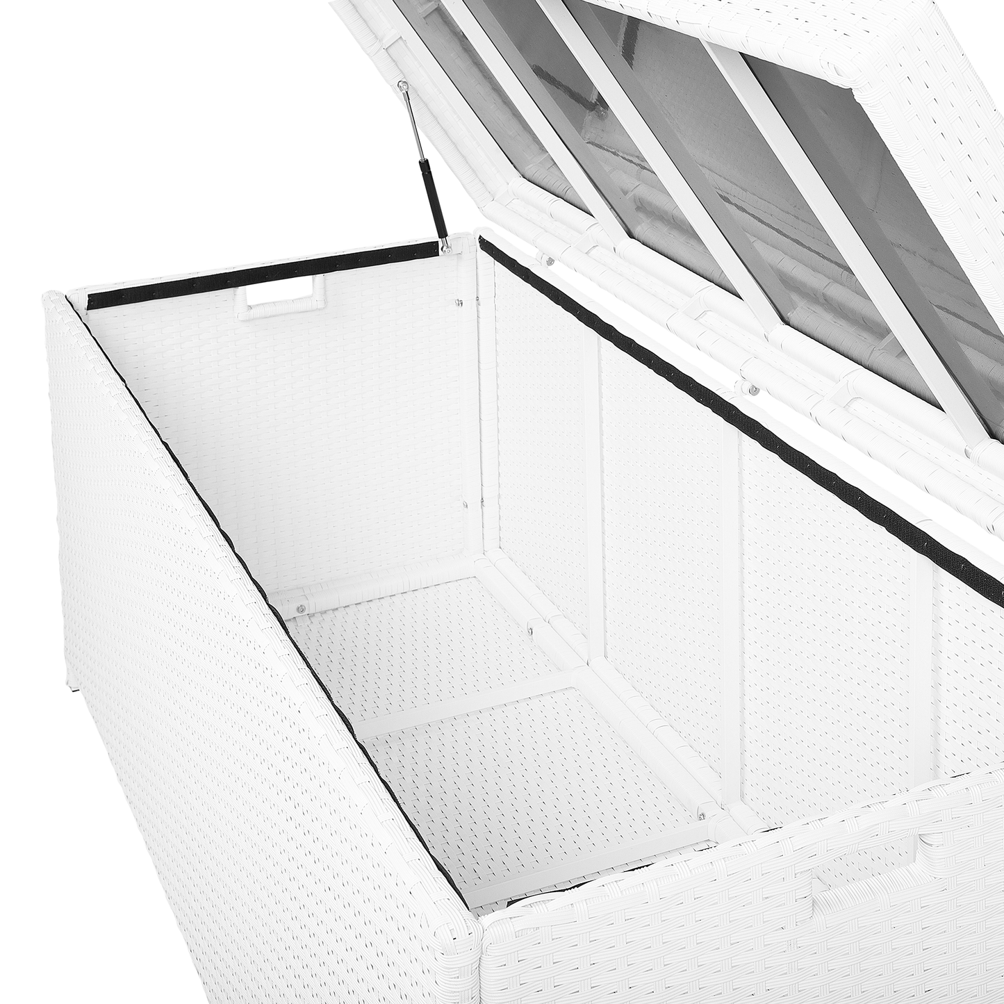 Aufbewahrungsbox MODENA Polyrattan 158 cm 63 cm Weiss